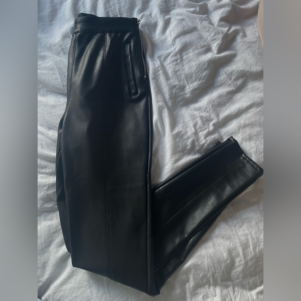Faux leather black pants